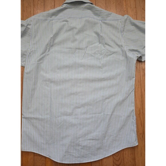 Brooks Brothers Button Down Dress Shirt 16 34/35 Blue Green White Striped - Picture 5 of 6